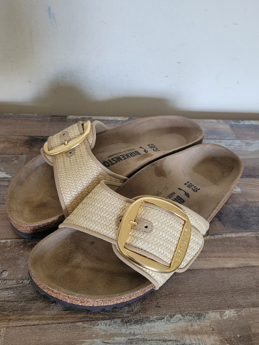 Birkenstock Madrid Sandals With Big Gold Tone Buckle